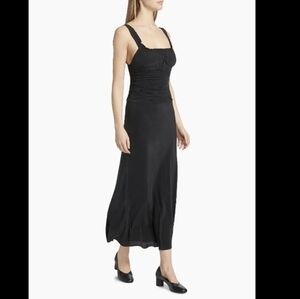 Staud Nic Silk Ruched Midi Dress